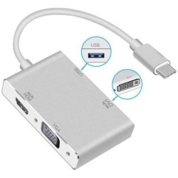 ADAPTATEUR USB TYPE-C VERS HDMI DVI VGA USB 3.0