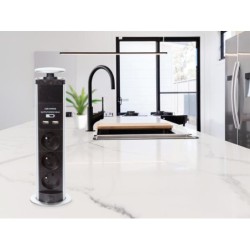 VEL EBP03LUSB  BLOC MULTIPRISES ESCAMOTABLE VERTICAL 03PRISES 16A