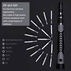 PCW08H TOURNEVIS AVEC 25 EMBOUTS EN ACIER S2