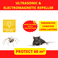 ANTI NUISEURS 60M ULTRASONS+ONDES ELECTROMAGNETIQUES
