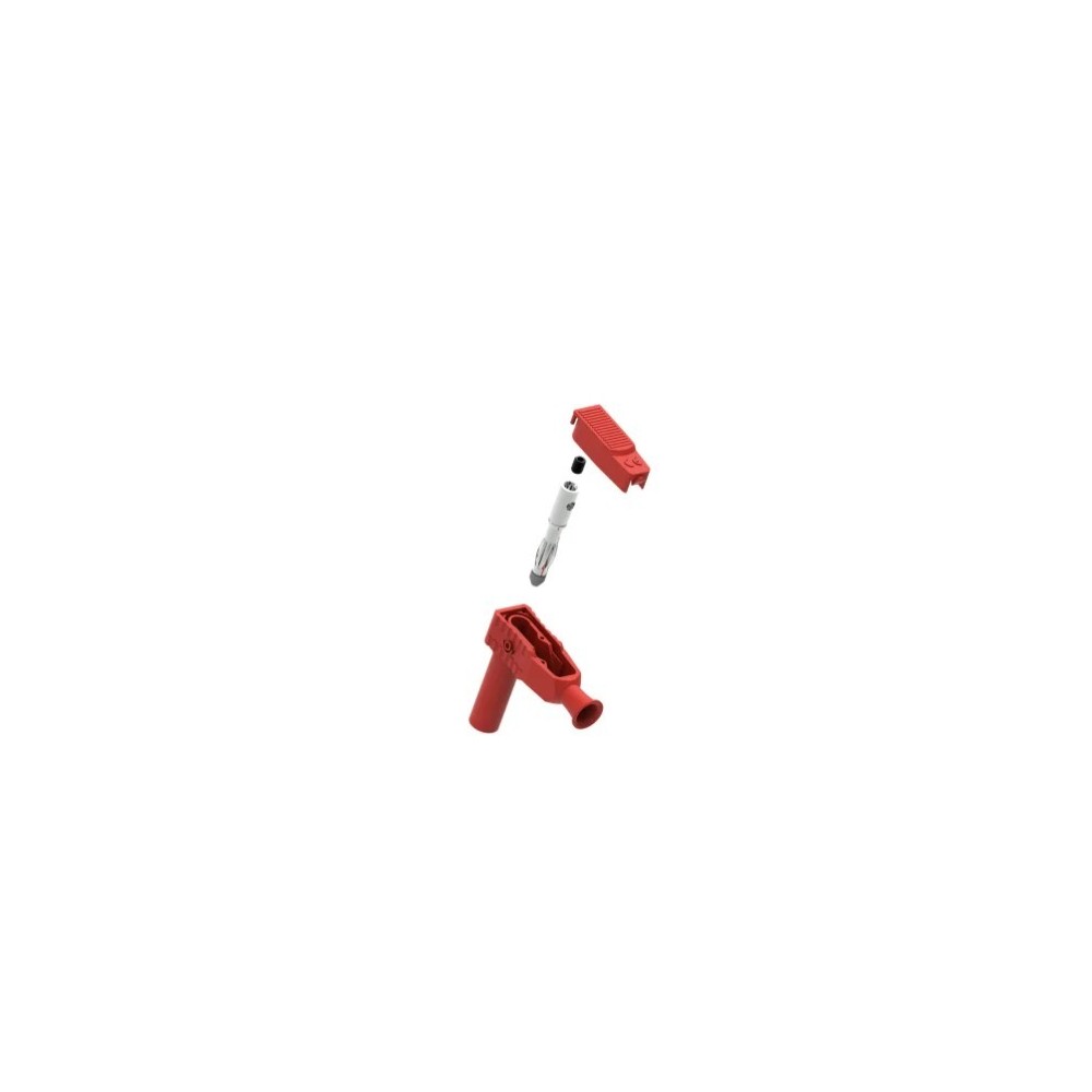 PJP 1067-R FICHE SECURITE BANANE MALE COUDEE 4MM 20A 1000V CAT3 ROUGE