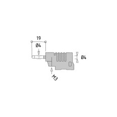 PJP 1080-BL FICHE MALE REPRISE ARRIERE 4MM 36A CEI61010 VIS M3 BLEUE