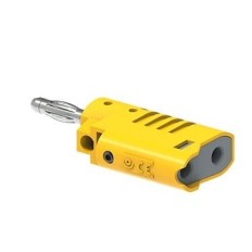 PJP 1080-J FICHE MALE REPRISE ARRIERE 4MM 36A CEI61010 VIS M3 JAUNE