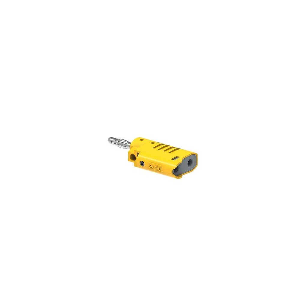 PJP 1080-J FICHE MALE REPRISE ARRIERE 4MM 36A CEI61010 VIS M3 JAUNE