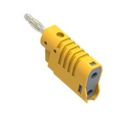 PJP 1080-J FICHE MALE REPRISE ARRIERE 4MM 36A CEI61010 VIS M3 JAUNE