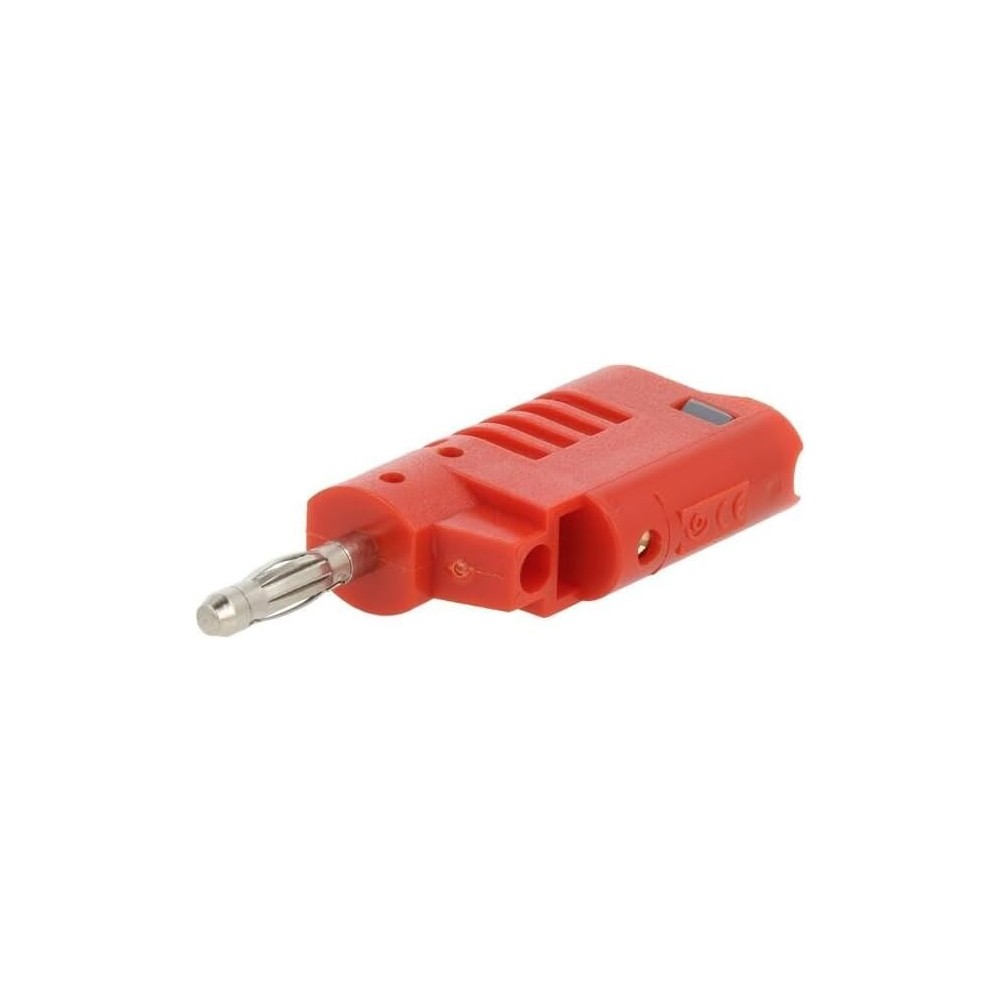 PJP 1084-R FICHE MALE D:4MM+REPRISE 4+2MM 36A CEI61010 VIS M3 ROUGE