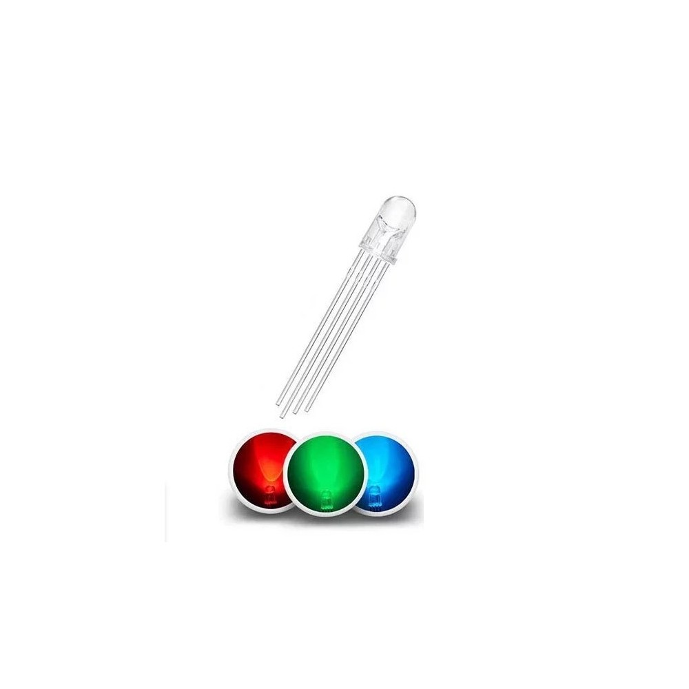 DIODE LED TRICOLOR RGB 5MM 4 PINS TRANSPARENTE CATHODE