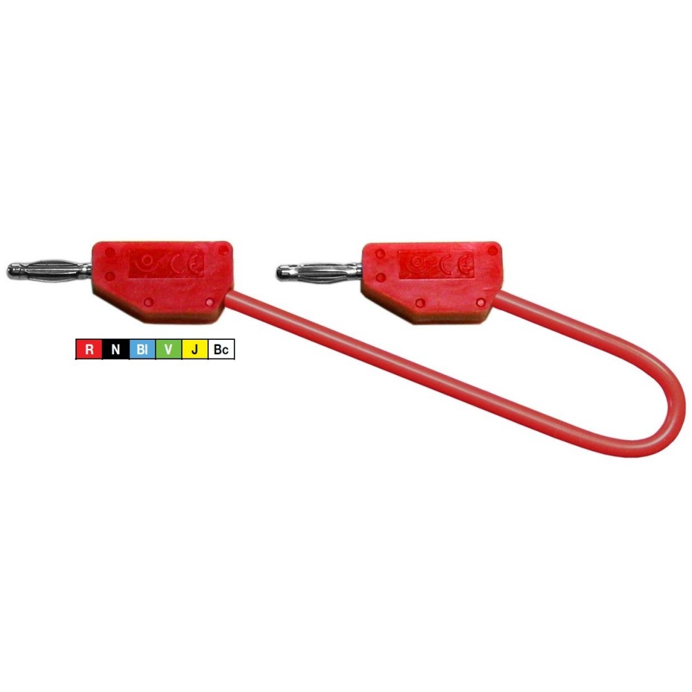 PJP 214-50-R CORDON M-M D: 2MM+REPRISE ARRIERE 50CM 6A ROUGE