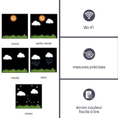 VEL WC224 STATION METEO WIFI AVEC ECRAN ET PANNEAU SOLAIRE