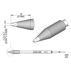 JBC C245-406 CARTOUCHE BURIN 1.2 x 0.7 HT (T245)