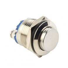 ACC186 BOUTON-POUSSOIR ETANCHE EN LAITON NICKELE IP65, 19MM ON/OFF