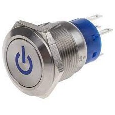 ACC258 BOUTON POUSSOIR METALLIQUE 19MM 12V