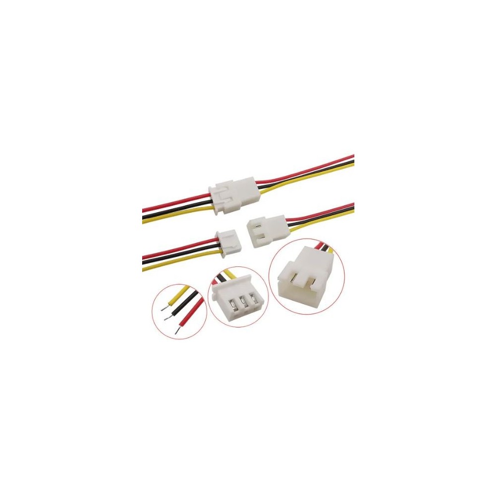 ACC444 CONNECTEUR JST XH2.54 , 3 BROCH MALE-FEMELLE AVEC CABLE 20 CM