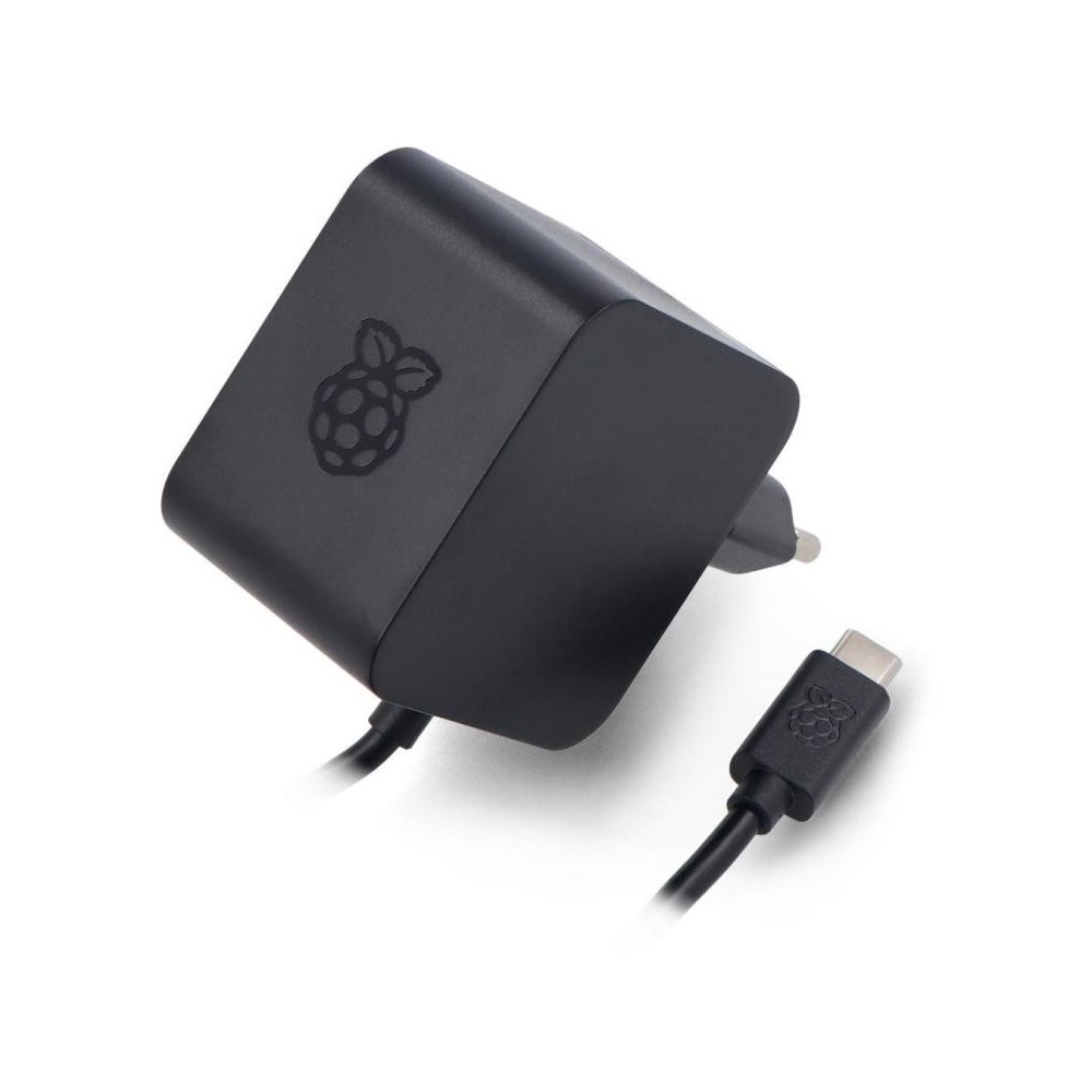 RASPBERRY PI 5 ALIMENTATION OFFICIELLE USB-C 5.1V5A FICHE EU NOIRE