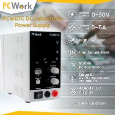 PCW07C ALIMENTATION STABILISEE 0-30V 0-5A AVEC USB 5V 2A ET AFFICHAGE