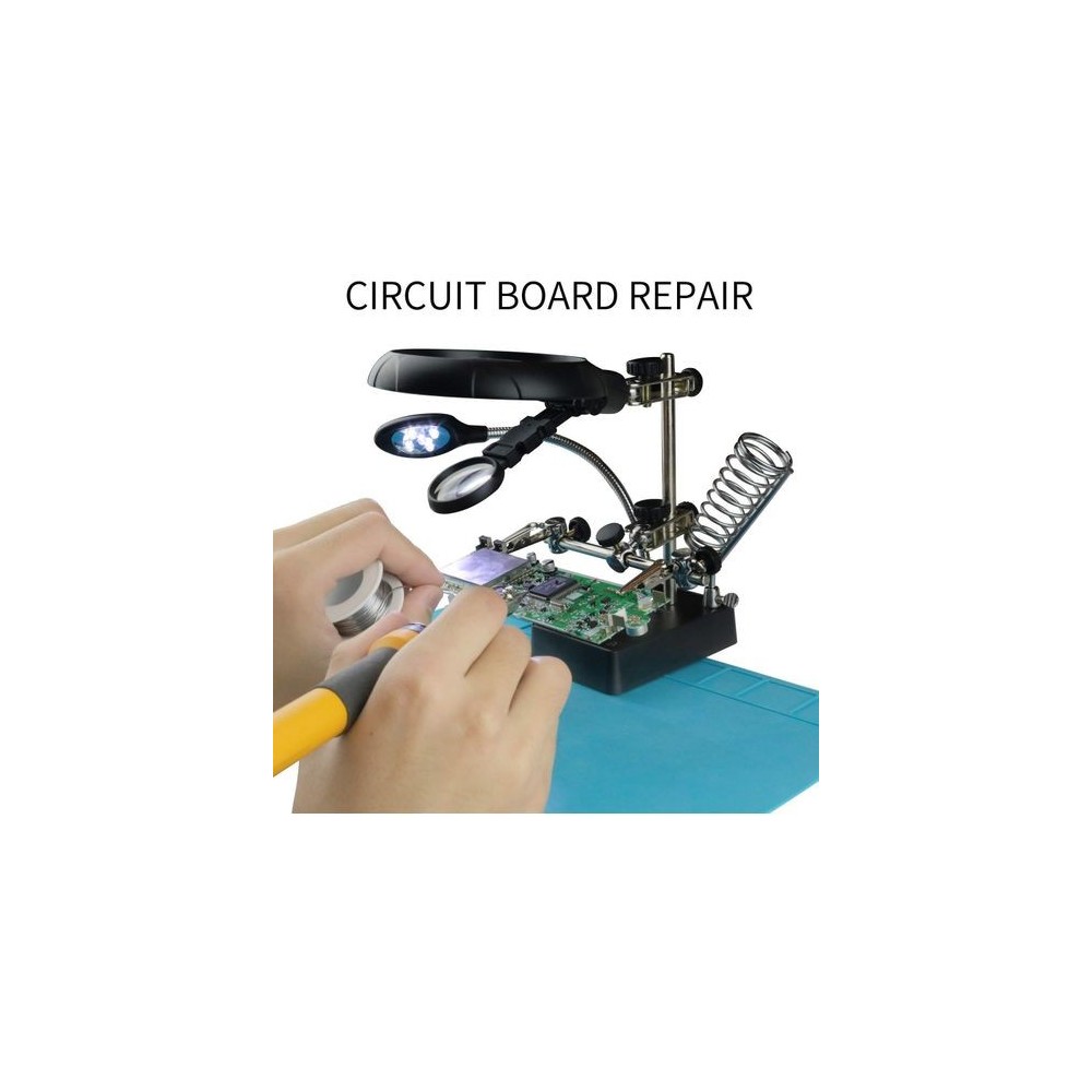 Troisième Main Avec Loupe LED Et Support Pour Fer à Souder - AGT NX5373 - Accessoire De Soudure Neuf
