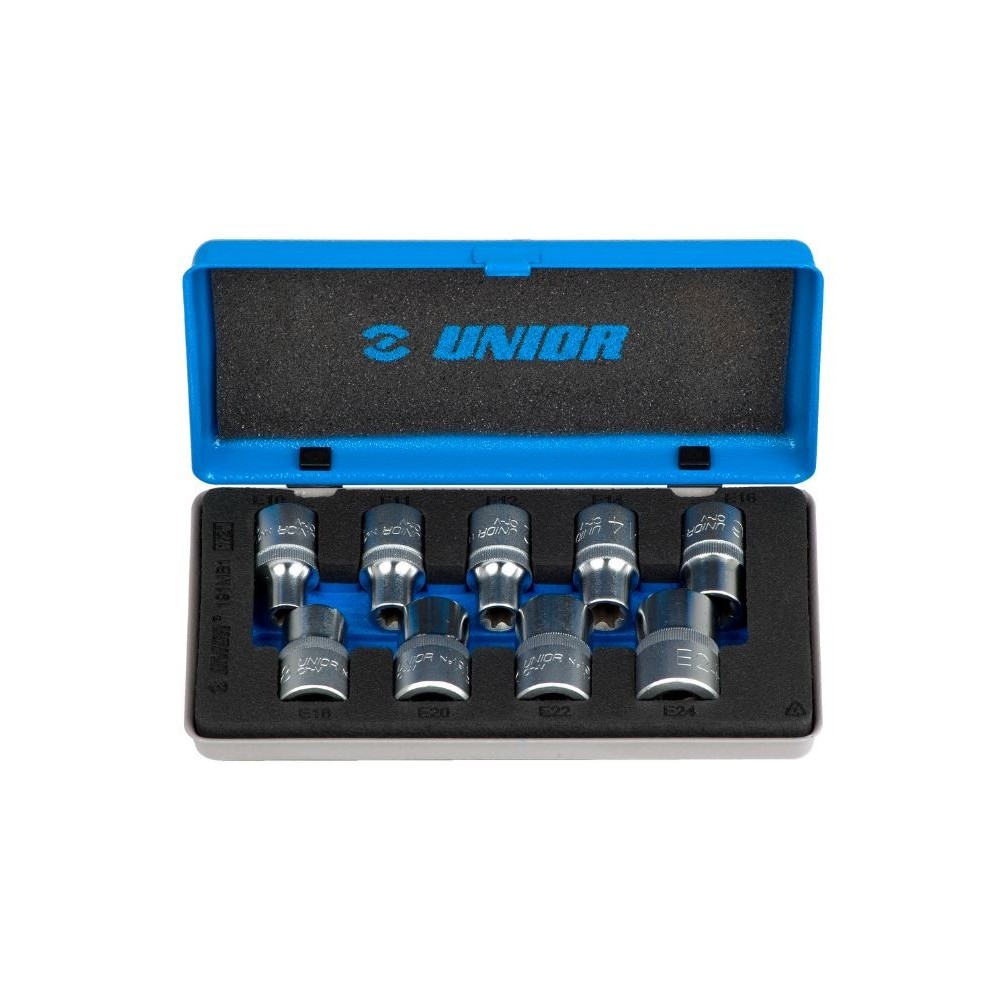 UNIOR 607314 JEU DE 09 DOUILLES  TX interne 1/2" en coffret métalliqu