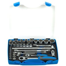 UNIOR 611944 Jeu de douilles 1/2" et 1/4" dans un coffret en plastiqu