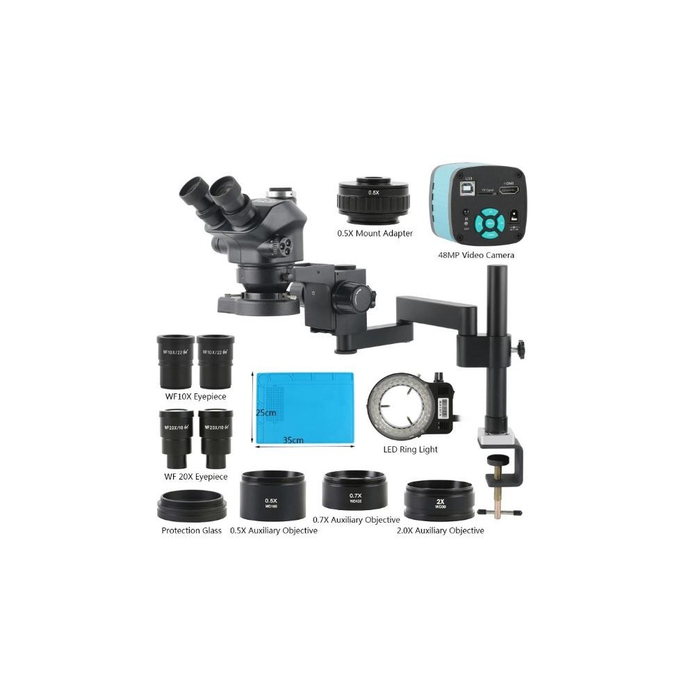MICROSCOPE TRINOCULAIRE STEREO 3.5-200X AVEC CAMERAS MULTIMEDIA 48MP