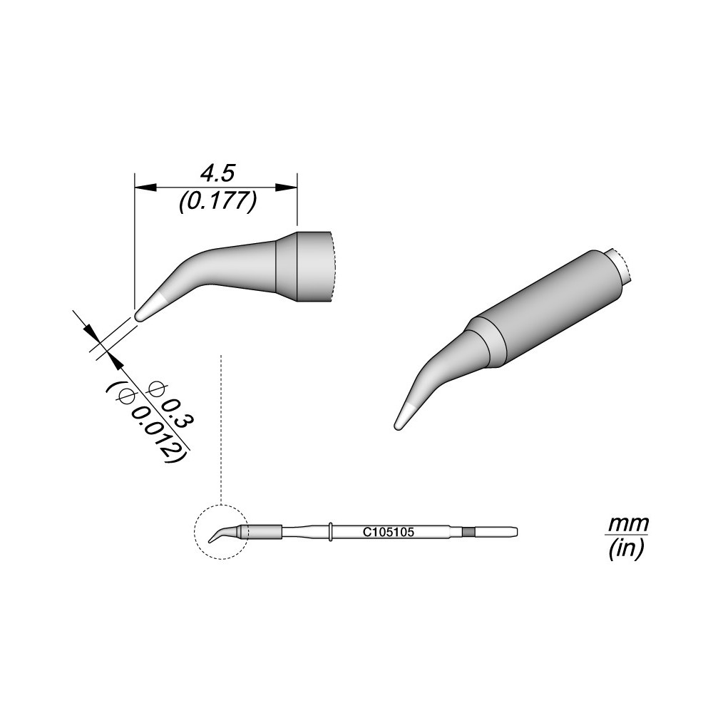 JBC C105-105 CARTOUCHE COUDEE D:0.3 (NT105-A)