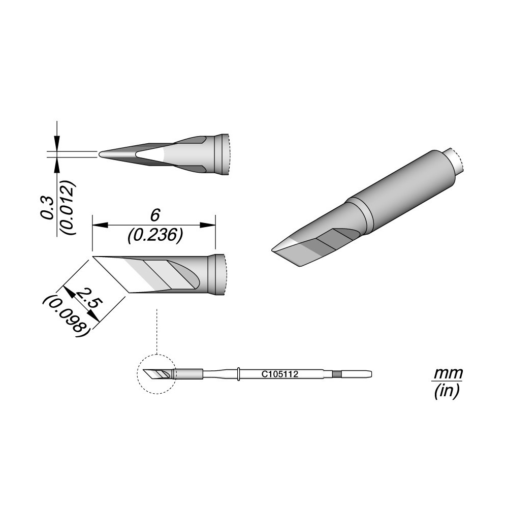 JBC C105-112 CARTOUCHE COUTEAU 2.5X0.3 (NT105-A)