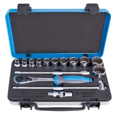 UNIOR 627205 JEU DE 14 DOUILLES  1/2" 6 PANS EN COFFRE METALLIQUE