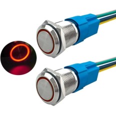 JL-2376 INTERRUPTEUR POUSSOIR ACIER INOXYDABLE AVEC VOYANT 12V/24V 5A