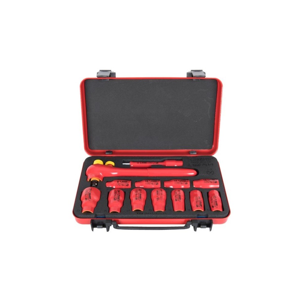 UNIOR 619420 COFFRET 13 DOUILLES ET ACCESSOIRES 1/2" ISOLES  COFF MET