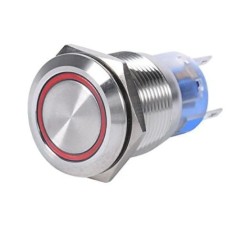BOUTON INTERRUPTEUR ON/OFF INOX 19MM 12V ROUGE