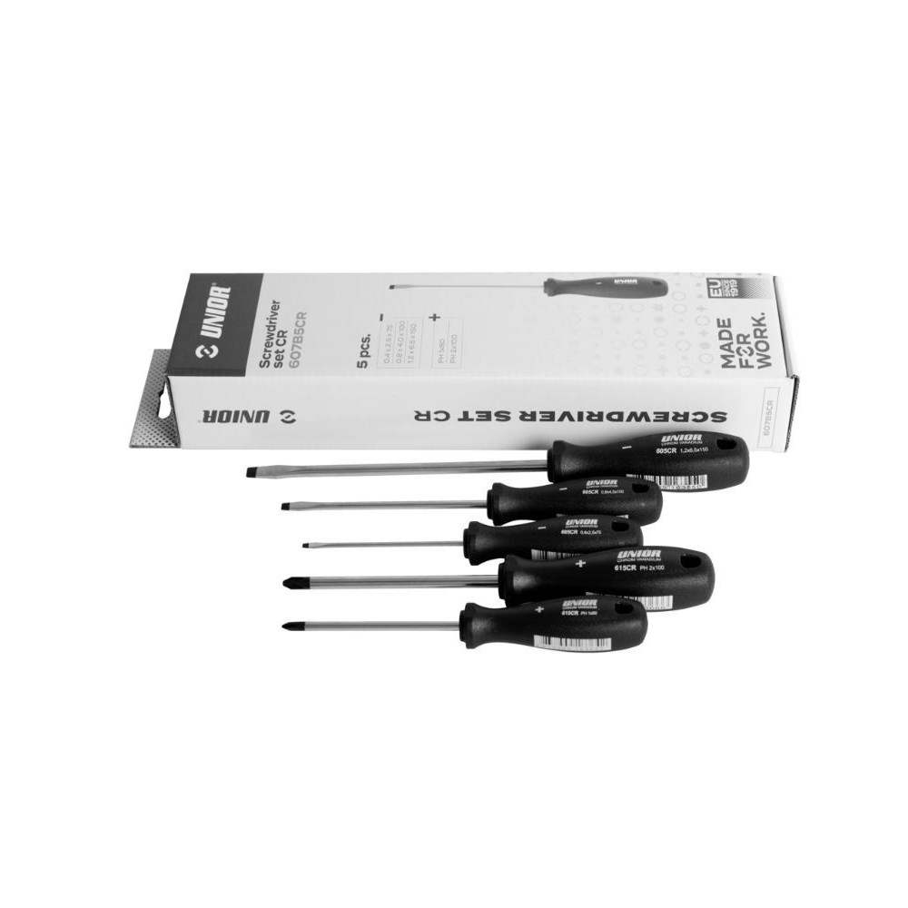 UNIOR 617021 JEU DE TOURNEVIS CR -- 3 PLATS + 2 PHILIPS CR