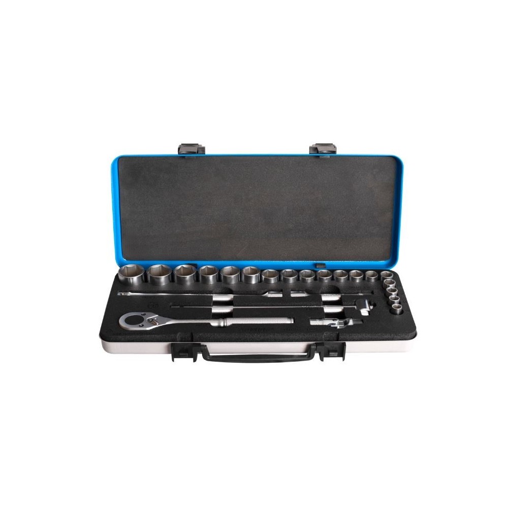 UNIOR 640077 COFFRET METAL DE DOUILLES 1/2" 6 PANS AVEC ACCESSOIRES