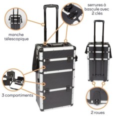 VEL 1827-CJ VALISE TROLLEY ALUMINIUM 370X270X670 Noire