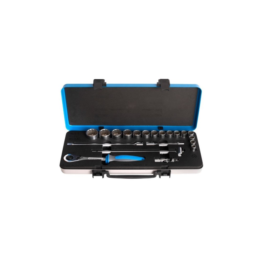 UNIOR 615327 COFFRET METAL DE DOUILLES 1/2" 12 PANS AVEC ACCESSOIRES