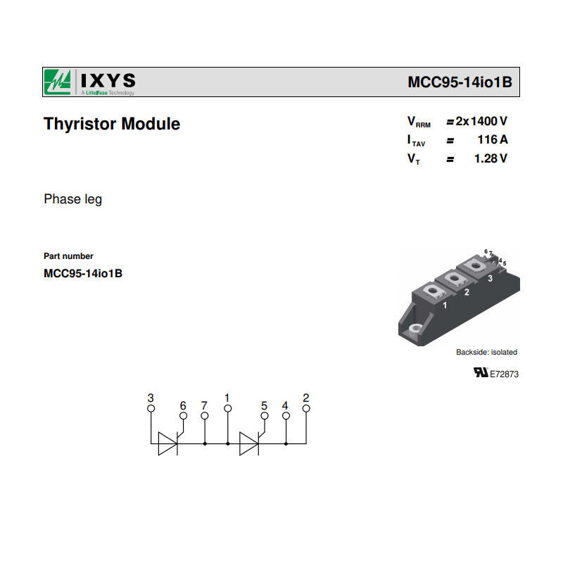 MCC95-14I01B MODULE THYRISTOR 95A 1400V