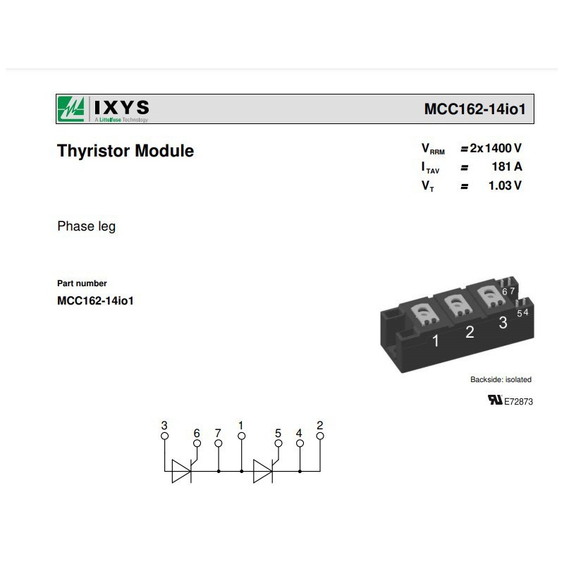 MCC162-14I01 MODULE THYRISTOR 160A 1400V