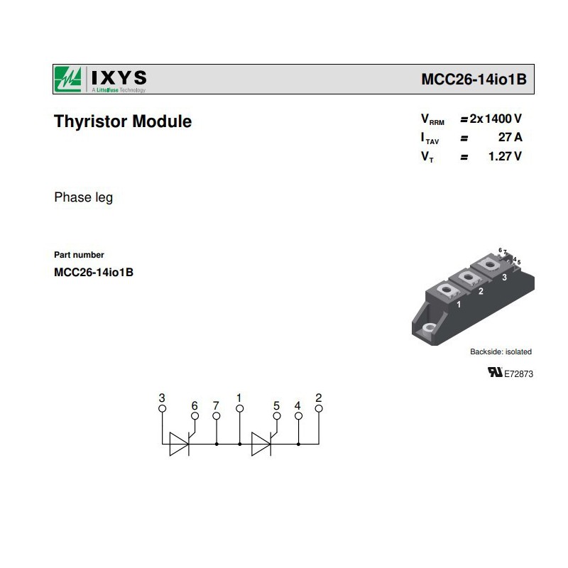 MCC26-14I01B MODULE THYRISTOR 25A 1400V