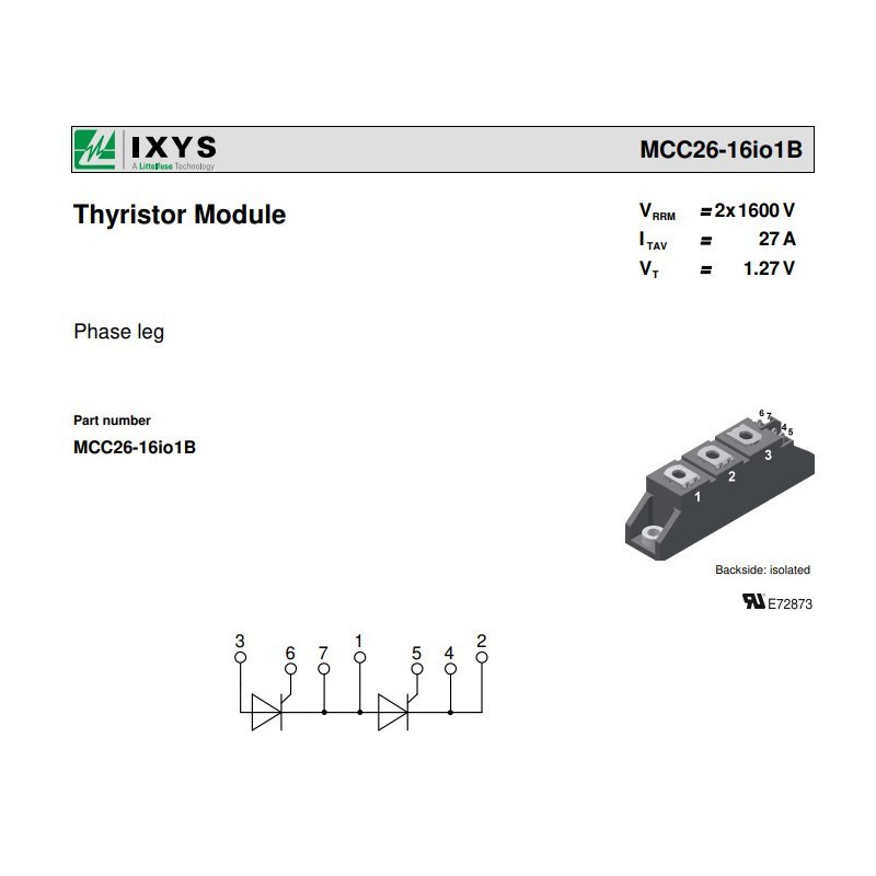 MCC26-16I01B MODULE THYRISTOR 25A 1600V